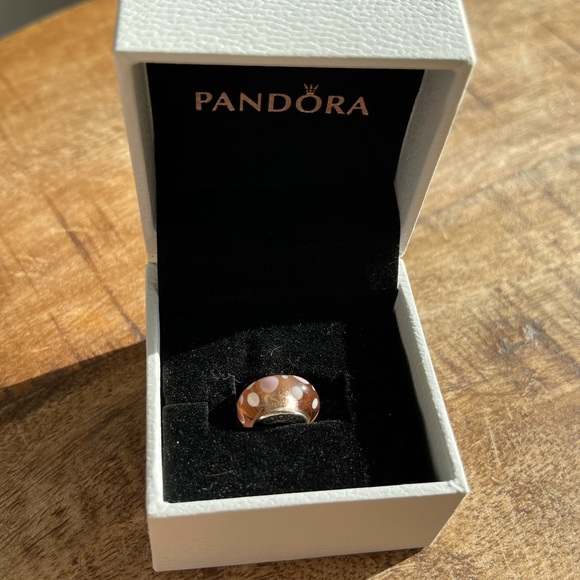 Pandora Glass Pink Dotted Polka Dot Glass Murano Charm EUC - Picture 7 of 11